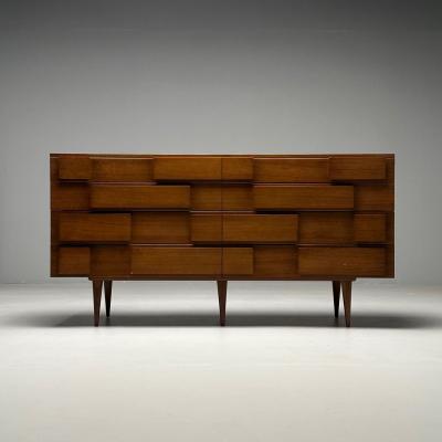 Gio Ponti Gio Ponti Singer Sons Italian Mid Century Modern Sculptural Dresser Walnut