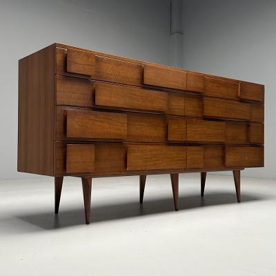 Gio Ponti Gio Ponti Singer Sons Italian Mid Century Modern Sculptural Dresser Walnut
