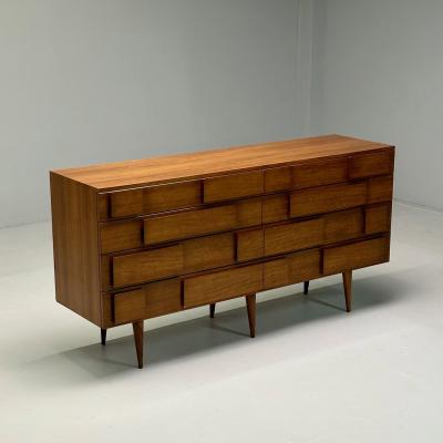 Gio Ponti Gio Ponti Singer Sons Italian Mid Century Modern Sculptural Dresser Walnut