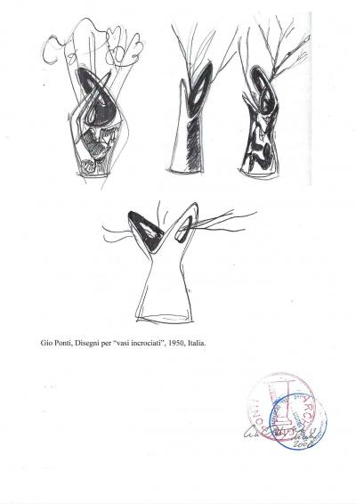 Gio Ponti Gio Ponti Sketch Disegni per Vasi Incrociatifor 