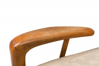 Gio Ponti Gio Ponti Style Italian Mid Century Walnut and Damask Curved Back Armchair