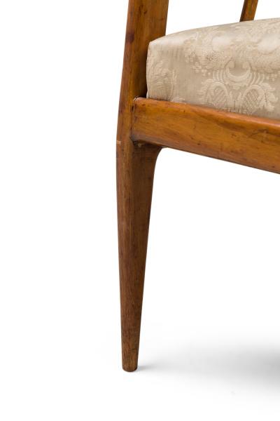 Gio Ponti Gio Ponti Style Italian Mid Century Walnut and Damask Curved Back Armchair