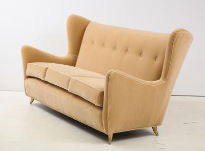 Gio Ponti Gio Ponti Style Italian Wingback Sofa In Mohair Upholstery