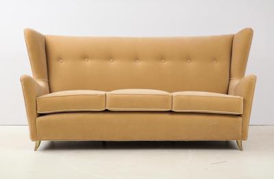 Gio Ponti Gio Ponti Style Italian Wingback Sofa In Mohair Upholstery