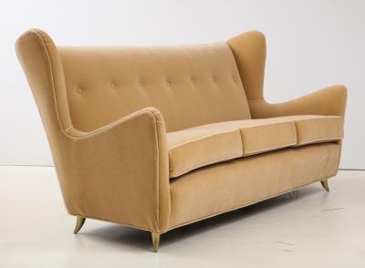 Gio Ponti Gio Ponti Style Italian Wingback Sofa In Mohair Upholstery