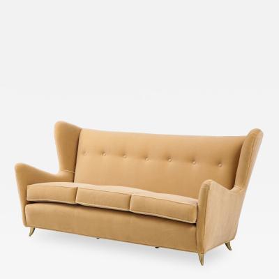 Gio Ponti Gio Ponti Style Italian Wingback Sofa In Mohair Upholstery