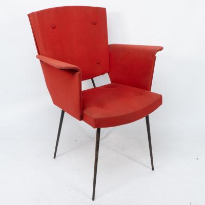Gio Ponti Gio Ponti Style Of A Mid Century Modern Armchair with Roll over Flat Armrests