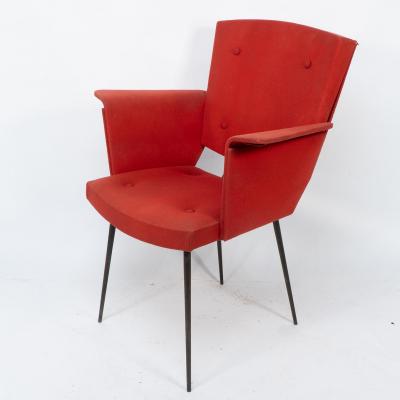 Gio Ponti Gio Ponti Style Of A Mid Century Modern Armchair with Roll over Flat Armrests