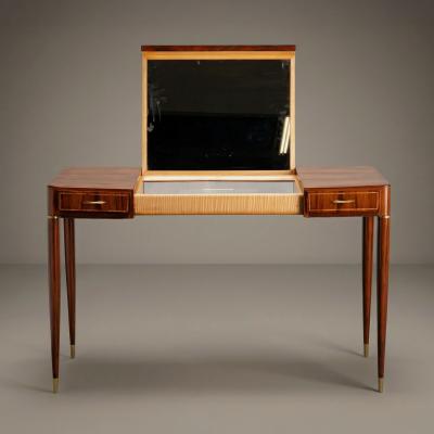 Gio Ponti Gio Ponti Style Rosewood Vanity With Brass Accents Circa 1950