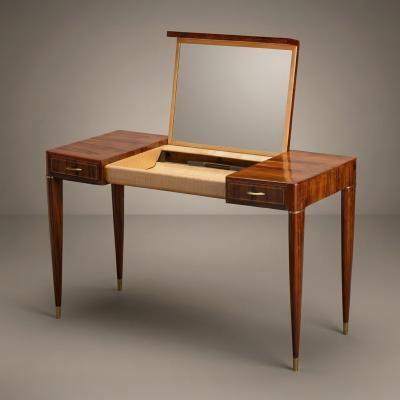 Gio Ponti Gio Ponti Style Rosewood Vanity With Brass Accents Circa 1950