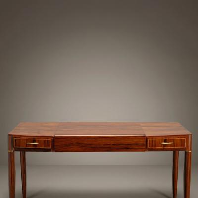 Gio Ponti Gio Ponti Style Rosewood Vanity With Brass Accents Circa 1950