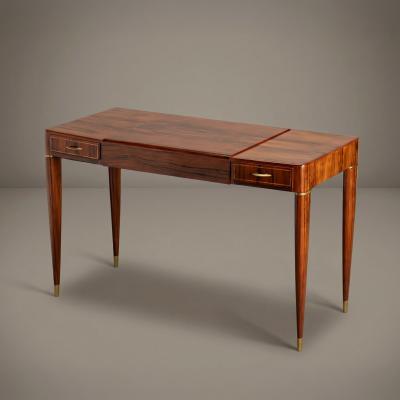 Gio Ponti Gio Ponti Style Rosewood Vanity With Brass Accents Circa 1950
