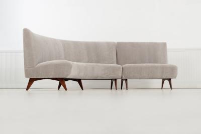 Gio Ponti Gio Ponti Style Sectional Sofa by Hisa Italy Mohair Upholstery Walnut Legs