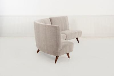 Gio Ponti Gio Ponti Style Sectional Sofa by Hisa Italy Mohair Upholstery Walnut Legs