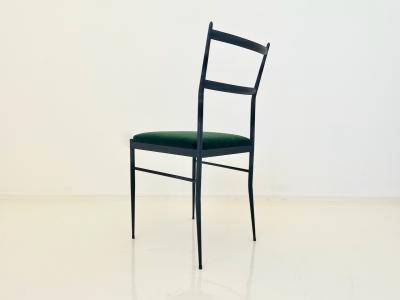 Gio Ponti Gio Ponti Superleggera Chairs Steel Frames Set of Six 1970s