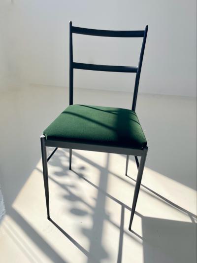 Gio Ponti Gio Ponti Superleggera Chairs Steel Frames Set of Six 1970s