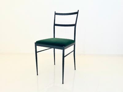 Gio Ponti Gio Ponti Superleggera Chairs Steel Frames Set of Six 1970s
