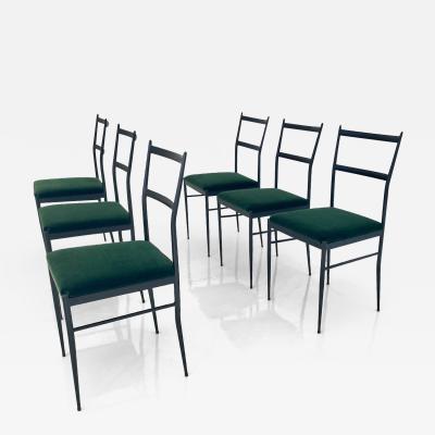 Gio Ponti Superleggera Chairs, Steel Frames, Set of Six, 1970s