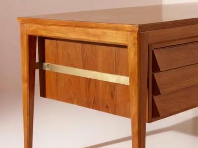 Gio Ponti Gio Ponti Teak and Brass Desk Designed for the BNL Offices ISA Bergamo 1950s