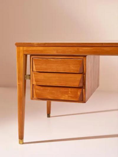 Gio Ponti Gio Ponti Teak and Brass Desk Designed for the BNL Offices ISA Bergamo 1950s