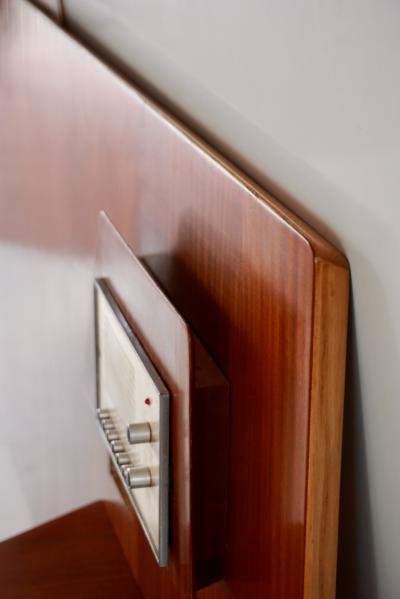 Gio Ponti Gio Ponti dark honey wood right Headboard from Hotel Royal Naples 1955