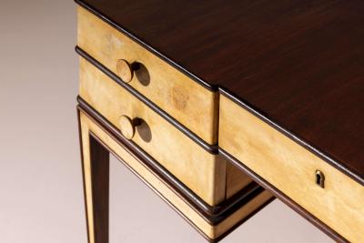 Gio Ponti Gio Ponti double sided desk in American walnut and parchment Italy 1930s