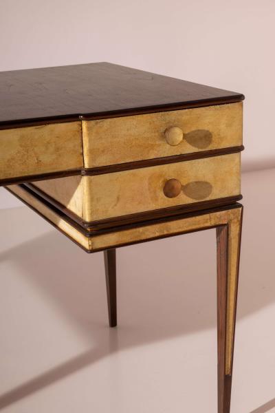 Gio Ponti Gio Ponti double sided desk in American walnut and parchment Italy 1930s