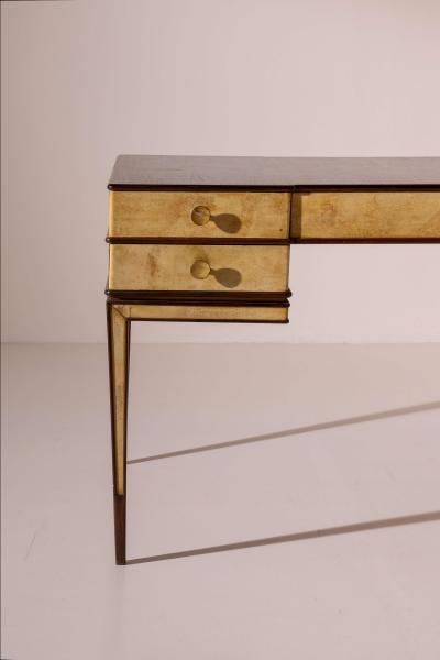 Gio Ponti Gio Ponti double sided desk in American walnut and parchment Italy 1930s