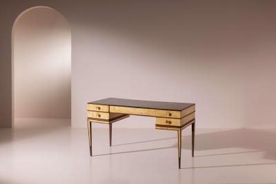 Gio Ponti Gio Ponti double sided desk in American walnut and parchment Italy 1930s