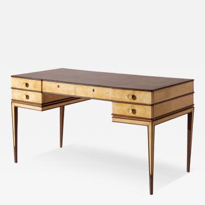 Gio Ponti Gio Ponti double sided desk in American walnut and parchment Italy 1930s