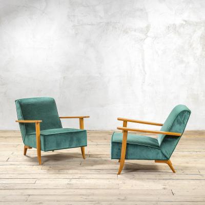 Gio Ponti Gio Ponti for Casa Giadino Pair of Green Armchairs