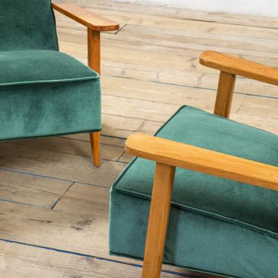 Gio Ponti Gio Ponti for Casa Giadino Pair of Green Armchairs