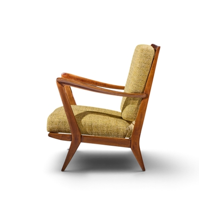 Gio Ponti Gio Ponti for Cassina Model 516 Mid Century Walnut Lounge Chairs Pair