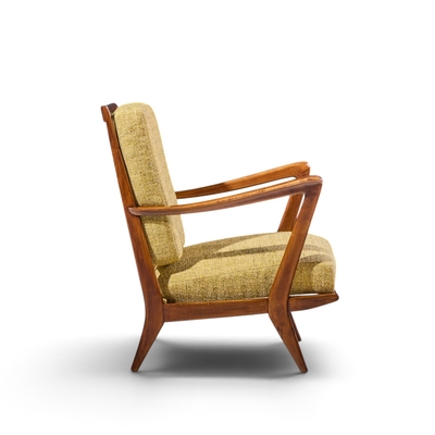 Gio Ponti Gio Ponti for Cassina Model 516 Mid Century Walnut Lounge Chairs Pair