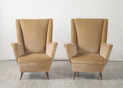 Gio Ponti Gio Ponti for ISA Bergamo Pair of Wing Back Lounge Chairs circa 1950