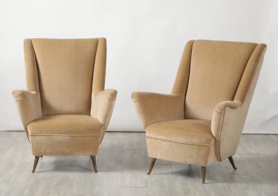 Gio Ponti Gio Ponti for ISA Bergamo Pair of Wing Back Lounge Chairs circa 1950