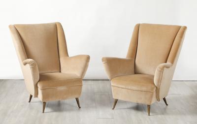 Gio Ponti Gio Ponti for ISA Bergamo Pair of Wing Back Lounge Chairs circa 1950