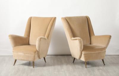 Gio Ponti Gio Ponti for ISA Bergamo Pair of Wing Back Lounge Chairs circa 1950