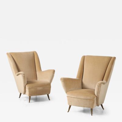 Gio Ponti Gio Ponti for ISA Bergamo Pair of Wing Back Lounge Chairs circa 1950