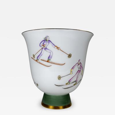 Gio Ponti Gio Ponti for Richard Ginori Vase with Ski Theme