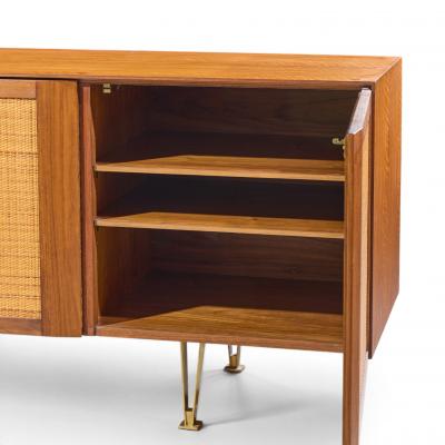Gio Ponti Gio Ponti for Singer Sons Model 2184 Walnut Cane and Brass Credenza
