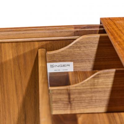 Gio Ponti Gio Ponti for Singer Sons Model 2184 Walnut Cane and Brass Credenza