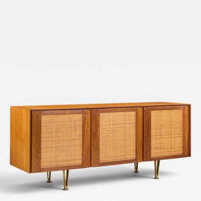 Gio Ponti Gio Ponti for Singer Sons Model 2184 Walnut Cane and Brass Credenza