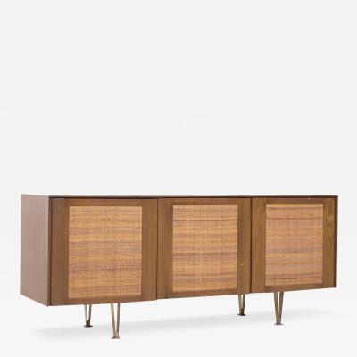 Gio Ponti Gio Ponti for Singer and Sons Model 2184 MCM Walnut Cane and Brass Credenza