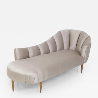 Gio Ponti Gio Ponti in Style of Mid Century Grey Silk Satin Dormeuse