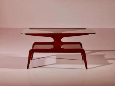 Gio Ponti Gio Ponti low table made of African walnut wood and glass Italy 1950s