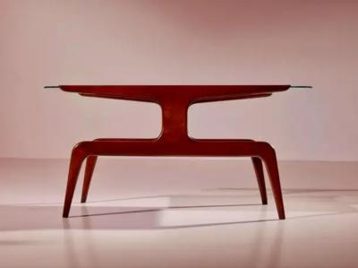 Gio Ponti Gio Ponti low table made of African walnut wood and glass Italy 1950s