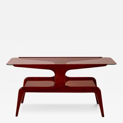 Gio Ponti Gio Ponti low table made of African walnut wood and glass Italy 1950s