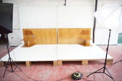 Gio Ponti Gio Ponti pair rare elm wood Headboards fitted bedside tables Hotel Royal 1955
