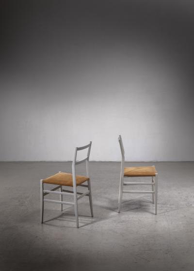 Gio Ponti Gio Ponti pair rare grey Leggera chairs Italy 1950s